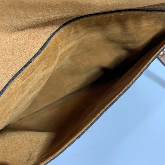 PATRICIA NASH Heritage Tan Leather Snap Flap Envelope Clutch Wristlet Flaw - Picture 4 of 8